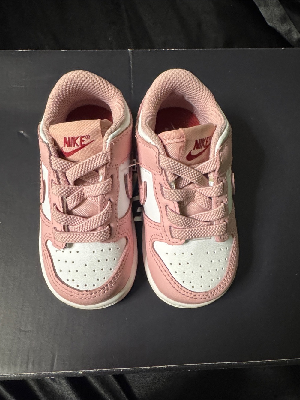 Nike Kids Pink and White Low-Top Sneakers with Swoosh